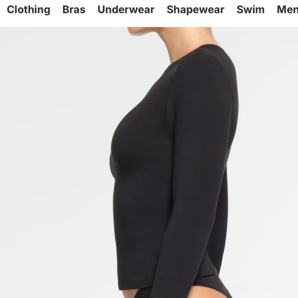 *new* SKIMS cotton jersey long sleeve t-shirt - black ('soot'), size XS - Picture 7 of 9